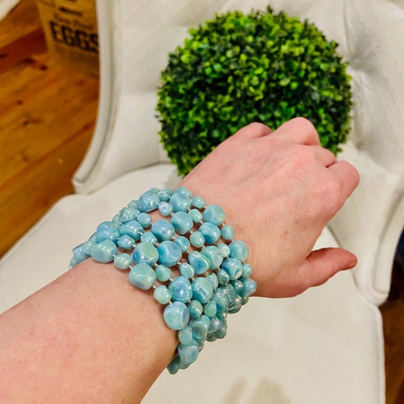 Vintage Blue Opalescent Beads Costume Necklace-BUNDLE ONLY - Picture 2 of 7